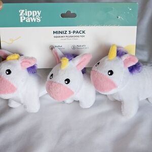 Zippy Paws MINIZ 3-PACK Unicorn Dog Toy Set NWT